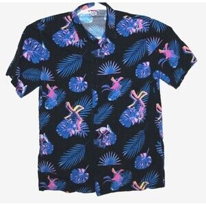 Dutch Bros Coffee Hawaiian Shirt Mens Medium Aloha Floral Print Casual Shirt Top